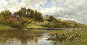 Belaugh on the Bure, Norfolk by Alfred Augustus Glendening Oil Painting