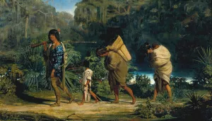 Louisiana Indians Walking Along a Bayou by Alfred Boisseau Oil Painting
