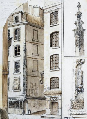 Angle des rues Saint-Denis et des Precheurs Oil painting by Alfred Bonnardot
