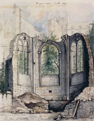 Ruines de la chapelle du college des Grassins, 14 rue des Amandins by Alfred Bonnardot Oil Painting
