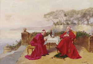 Teatime On The Balcony Oil painting by Alfred-Charles Weber