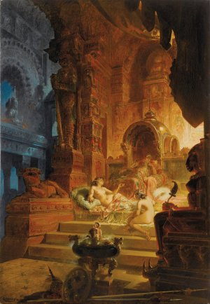 Scheherazade And The Sultan by Alfred Choubrac Oil Painting