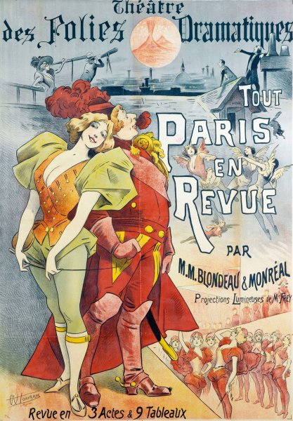 Main Product Photo of Theatre Des Folies Dramatiques, Tout Paris En Revue Par M.M. Blondeau And Monreal  Painting by Alfred Choubrac