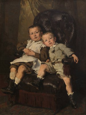 Paul and Edmond Roger, the Artist's Stepchildren by Alfred Cluysenaar Oil Painting