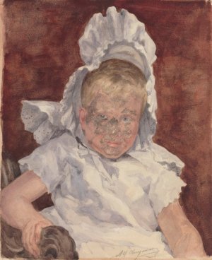 Portrait of a child by Alfred Cluysenaar Oil Painting