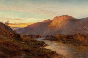 Below the Falls of Glenfinlas, Scotland by Alfred De Breanski Oil Painting
