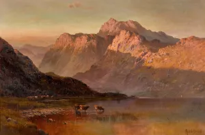 Llyn-Y-Ddinas, Beddgelert, North Wales by Alfred De Breanski Oil Painting
