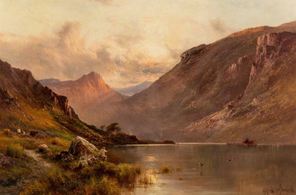 The head of Loch Awe, Scotland by Alfred De Breanski - Hand-Painted Oil Painting Reproduction