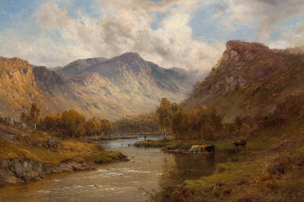 The Tay near Dunkeld, Scotland by Alfred De Breanski - Hand-Painted Oil Painting Reproduction