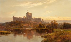 Windsor Castle at sunset by Alfred De Breanski Oil Painting
