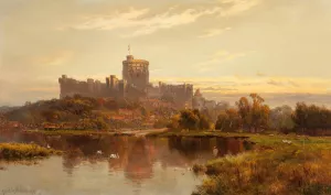 Windsor Castle at sunset by Alfred De Breanski Oil Painting