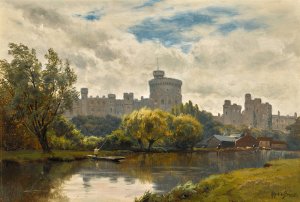 Windsor castle from the Thames by Alfred De Breanski Oil Painting