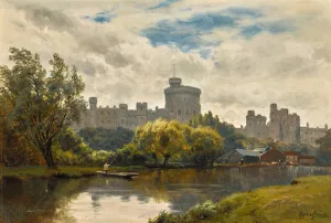Windsor castle from the Thames by Alfred De Breanski Oil Painting