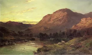 A Salmon River in Scotland by Alfred De Breanski Snr Oil Painting