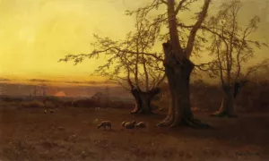 A Spring Evening, Burnham Beeches painting by Alfred De Breanski Snr
