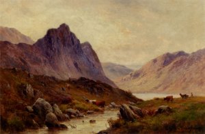 Falcon Craig, Derwentwater Oil painting by Alfred De Breanski Snr