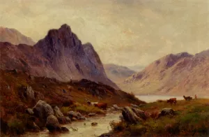Falcon Craig, Derwentwater Oil painting by Alfred De Breanski Snr