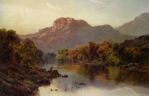 Fishermen and Cattle Oil painting by Alfred De Breanski Snr