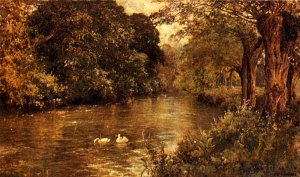 Neath O'er Hanging Boughs Oil painting by Alfred De Breanski Snr
