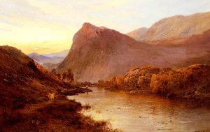 Sunset In The Glen Oil painting by Alfred De Breanski Snr