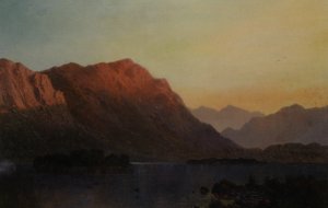 Sunset in the Highlands Oil painting by Alfred De Breanski Snr
