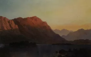 Sunset in the Highlands Oil painting by Alfred De Breanski Snr