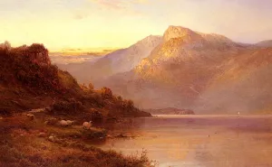 Sunset on the Loch by Alfred De Breanski Snr - Oil Painting Reproduction