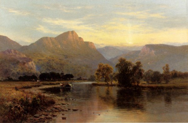 Tal-Y-Llyn, North Wales by Alfred De Breanski Snr - Hand-Painted Oil Painting Reproduction
