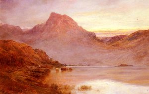 The Evening Glow, Near Arrochar, N.B. Oil painting by Alfred De Breanski Snr
