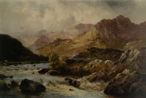 The Llugwy from Ponty Cyfyng Capel Curig by Alfred De Breanski Snr - Oil Painting Reproduction