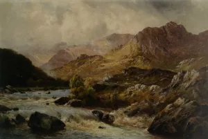 The Llugwy from Ponty Cyfyng Capel Curig by Alfred De Breanski Snr Oil Painting