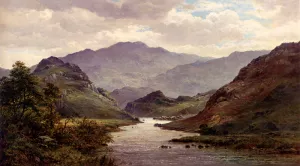 The River Colwyn, North Wales by Alfred De Breanski Snr Oil Painting