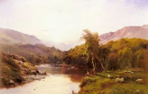 Tyn-Y-Groes, The Golden Valley painting by Alfred De Breanski Snr