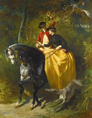 L'entree au bois by Alfred De Dreux Oil Painting