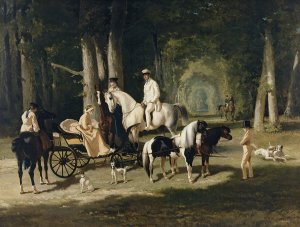 Monsieur et Madame Mosselman et leurs deux filles by Alfred De Dreux Oil Painting