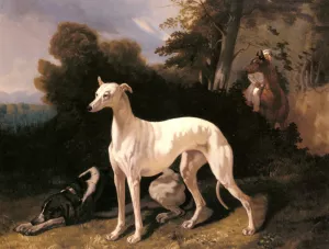 A Greyhound In An Extensive Landscape by Alfred Dedreux Oil Painting