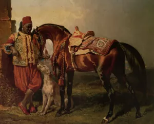 African Groom Holding Oil painting by Alfred Dedreux