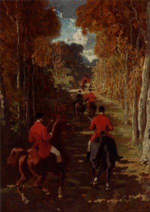 Le Depart Pour La Chasse by Alfred Dedreux Oil Painting