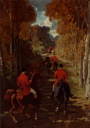 Le Depart Pour La Chasse by Alfred Dedreux - Oil Painting Reproduction