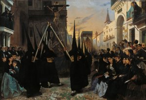 A Confraternity in Procession along Calle Genova by Alfred Dehodencq Oil Painting