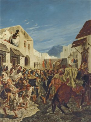 Musiciens juifs dans les rues de Tetuan by Alfred Dehodencq Oil Painting