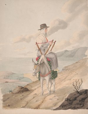 Barandilles, a woman on a donkey Oil painting by Alfred Diston