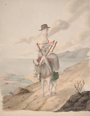 Barandilles, a woman on a donkey by Alfred Diston Oil Painting