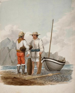 Boatman and Medianero of Garachics, Tenerife by Alfred Diston Oil Painting