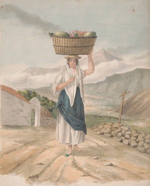 Female huckster of Port Orotava by Alfred Diston Oil Painting