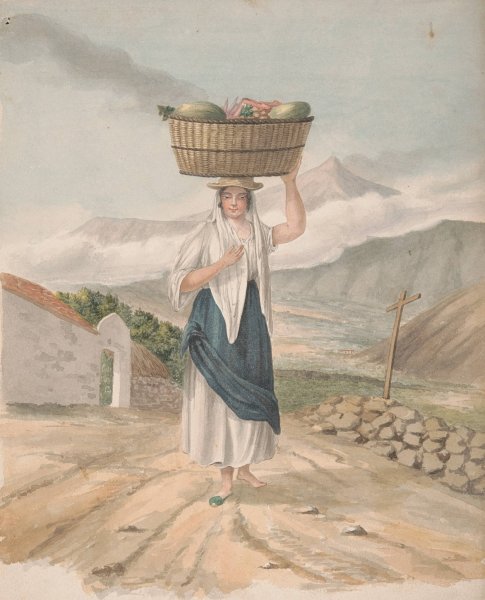 Female huckster of Port Orotava  by Alfred Diston - Hand-Painted Oil Painting Reproduction