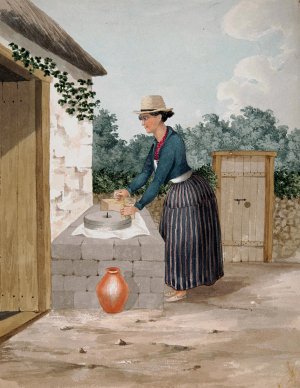 Hand-mill for grinding Gofio, Tenerife by Alfred Diston Oil Painting