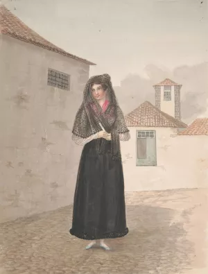 Ladies'Church dress by Alfred Diston Oil Painting