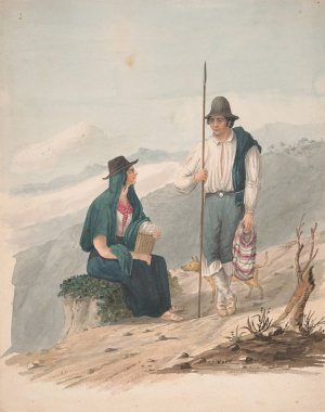 Man and woman of Chasna-Tenerife by Alfred Diston Oil Painting