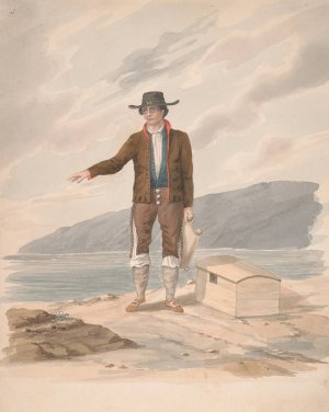 Man standing on seashore - Hierro by Alfred Diston Oil Painting